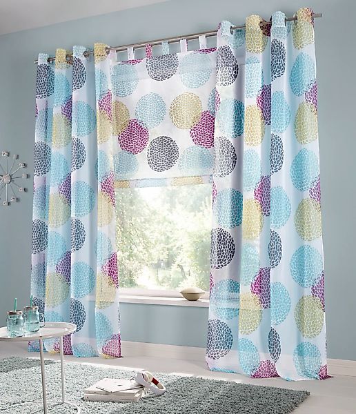 my home Gardine "BELEM" Ösen 1 Stk. tlg. 1 Schal, Polyester, Kreise günstig online kaufen