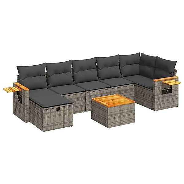vidaXL 8-Tlg Garten-Sofagarnitur mit Kissen Grau Poly Rattan 3325994 günstig online kaufen