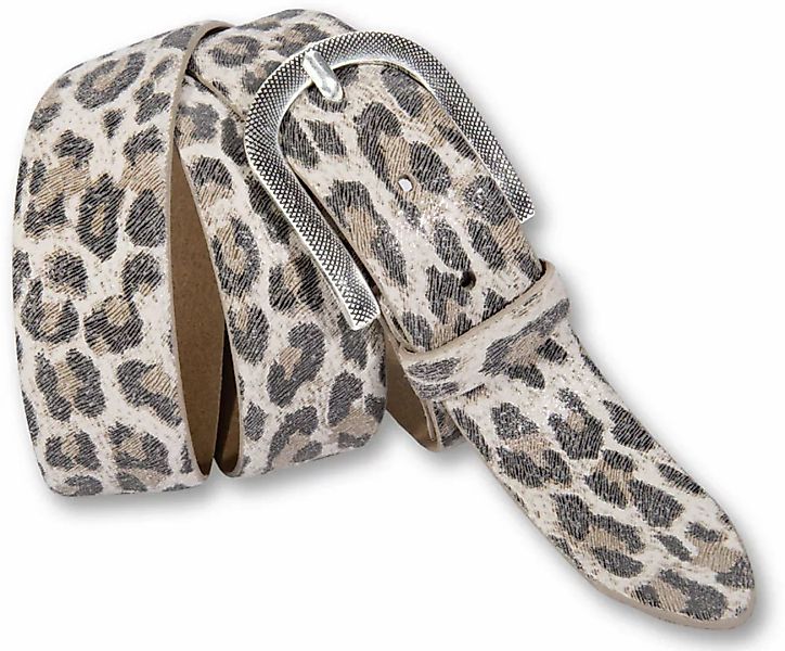 Silbergift Ledergürtel, Veloursledergürtel mit Animalprint günstig online kaufen