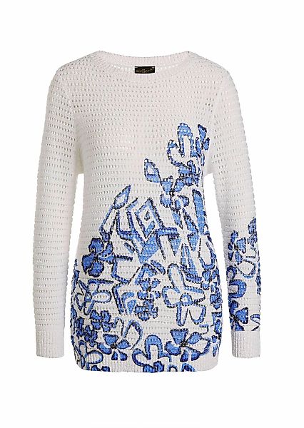 GOLDNER Rundhalspullover "Eleganter Pullover mit Kontrastdruck" Lochstruktu günstig online kaufen