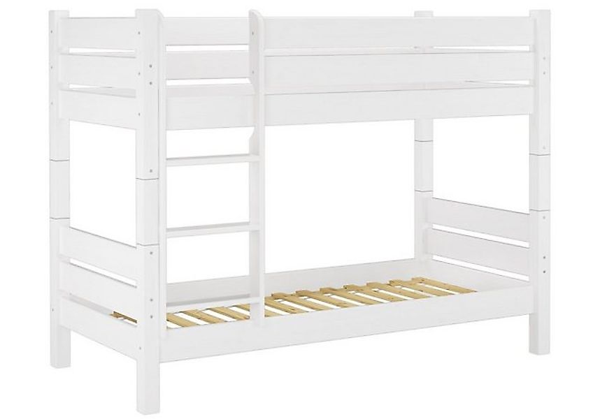 ERST-HOLZ Etagenbett Holzetagenbett Massiv Erwachsene 80 x 200 Weiß mit Ros günstig online kaufen