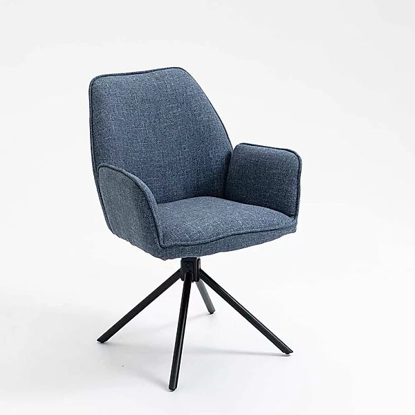 Armlehnstühle in blau Webstoff Metall schwarz (2er Set) günstig online kaufen