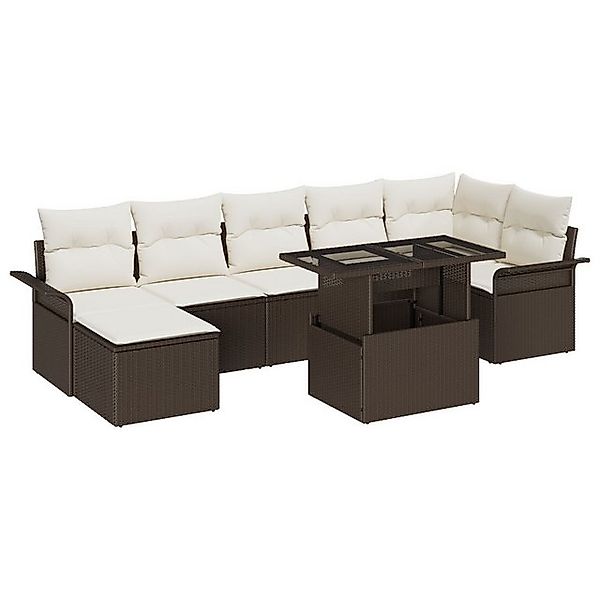 vidaXL Loungesofa 8-teilige Garten-Sofa-Set mit Kissen Braunes Poly Rattan, günstig online kaufen