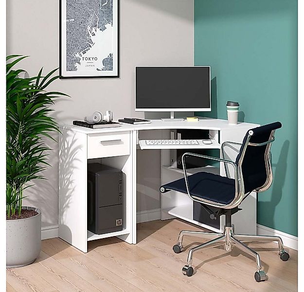 Vicco Eckschreibtisch Odin, Weiß, 83 x 76 cm Set mit PC-Schrank (1-St) günstig online kaufen