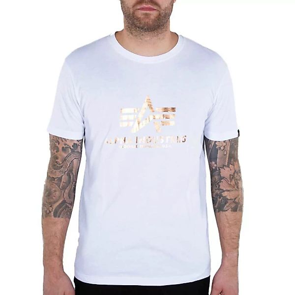 Alpha Industries Basic Foil Print Kurzärmeliges T-shirt L White / Copper günstig online kaufen
