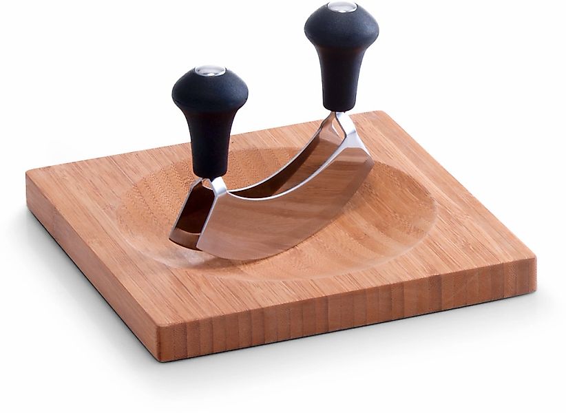 Zeller Present Kräuterschneidebrett "Bamboo" Edelstahl Wiegemesser inklusiv günstig online kaufen