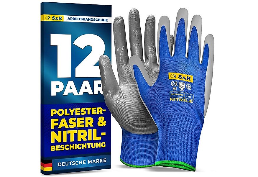 S&R Arbeitshandschuhe mit Polyester-Futter und Nitrilbeschichtung, Anti-Rut günstig online kaufen