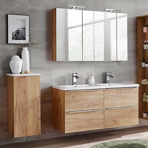 Badmöbel Set mit Doppel-Waschtisch, inkl. 2 Spiegelschränken TOSKANA-56 Wot günstig online kaufen