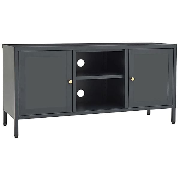 Tv-schrank Anthrazit 105x35x52 Cm Stahl Und Glas günstig online kaufen