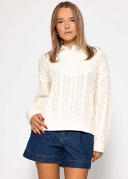 SASSYCLASSY Strickpullover Zopfstrickpullover mit V-Ausschnitt für Damen We günstig online kaufen