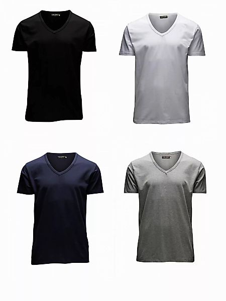 Jack & Jones Herren T-Shirt O-Neck & V-Neck Slim Fit 4er Pack günstig online kaufen