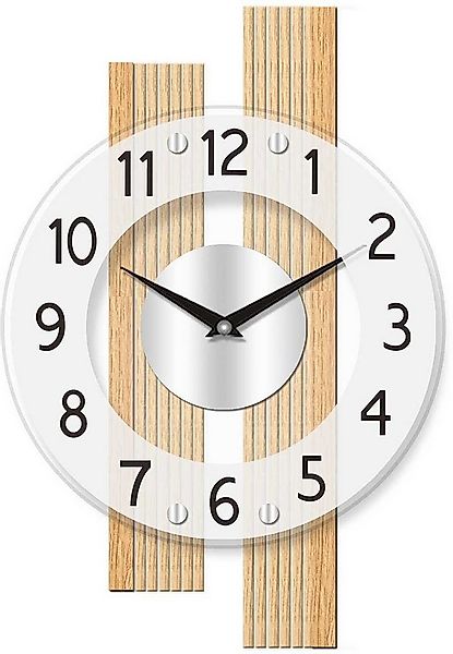 AMS Wanduhr Funkwanduhr modern 28 x 41 x 5cm Buche-Glas - AMS Modell: 5874 günstig online kaufen