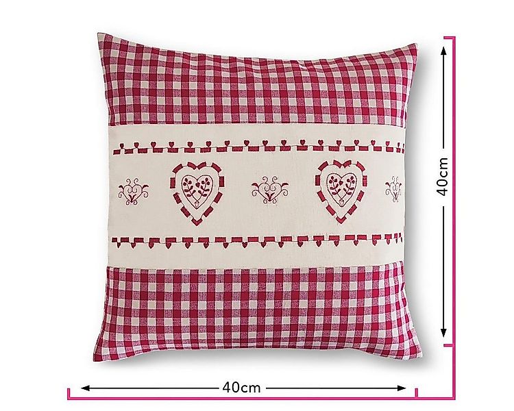 wometo Kissenhülle Landhaus Karo mit Stickerei Herz oder Hirsch, 40x40 cm, günstig online kaufen