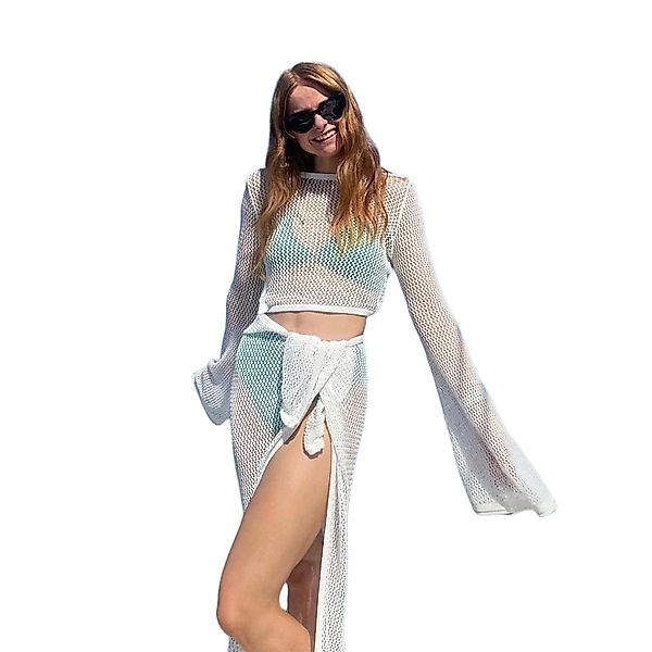 AUKUU Strandkleid Sommerlicher Strand-Midirock-Set, Strand-Bindeschürzen-Mi günstig online kaufen