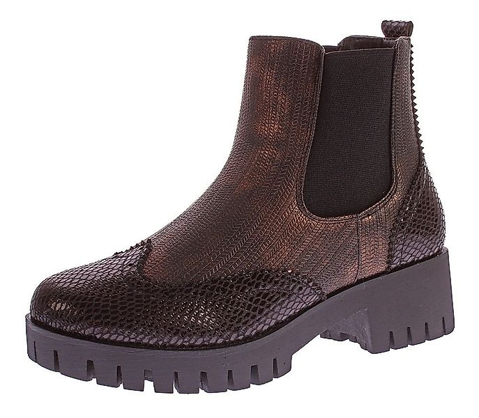 Scandi Stiefeletten Block Absatz Boots Knöchel Schuhe Stiefelette Metallic- günstig online kaufen