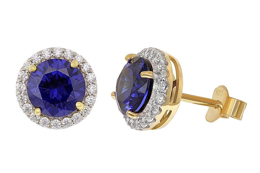 Acalee Paar Ohrstecker Damen-925 Silber Vergoldet Zirkonia Tanzanitblau günstig online kaufen