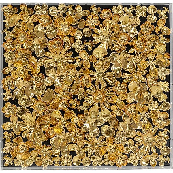 Kare Design Bild Gold, Blumen, 60x60 günstig online kaufen