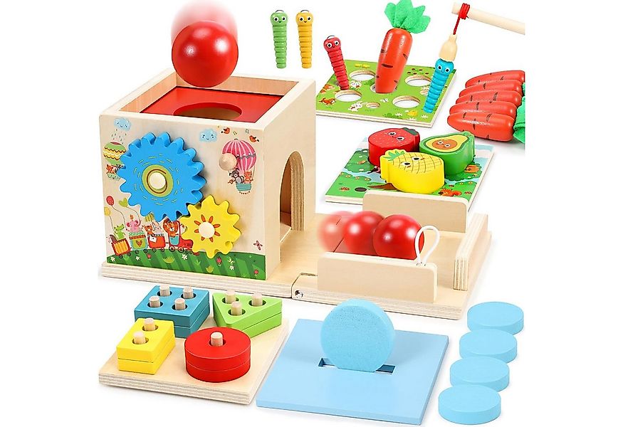 POPOLIC Lernspielzeug 8-in-1 Holzspielzeugkiste, Motorikspielzeug, Baby-Sin günstig online kaufen