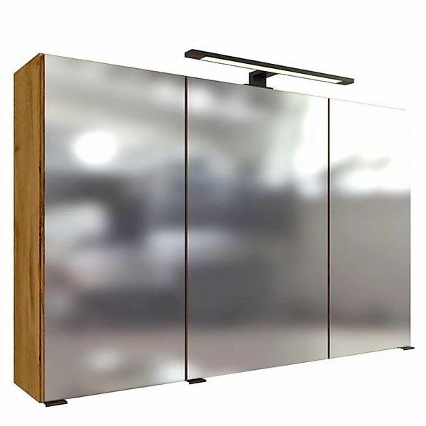 Spiegelschrank in Wotan Eiche Nb. 100 cm breit MORISSON-03 3-türig mit 3D E günstig online kaufen