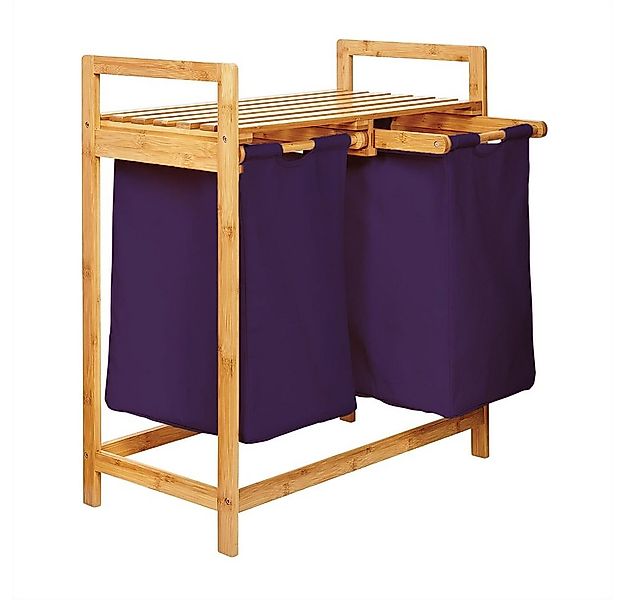 Lumaland Ausziehwäschekorb Bambus mit 2 ausziehbaren Wäschesäcken 73x64x33c günstig online kaufen