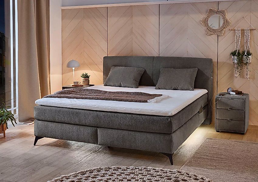 Jockenhöfer Gruppe Boxspringbett Kira, inkl. LED-Licht, USB-Ladeports, 7-Zo günstig online kaufen