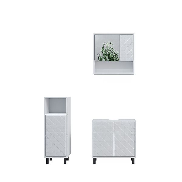 Vicco Badmöbel-Set Agasta, Weiß Hochglanz, 3 günstig online kaufen