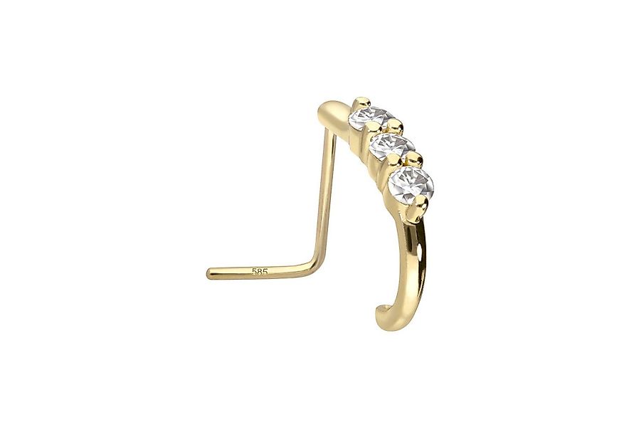 PIERCINGLINE Nasenpiercing 14/18 Karat Gold Nasenstecker 3 GROSSE MOISSANIT günstig online kaufen