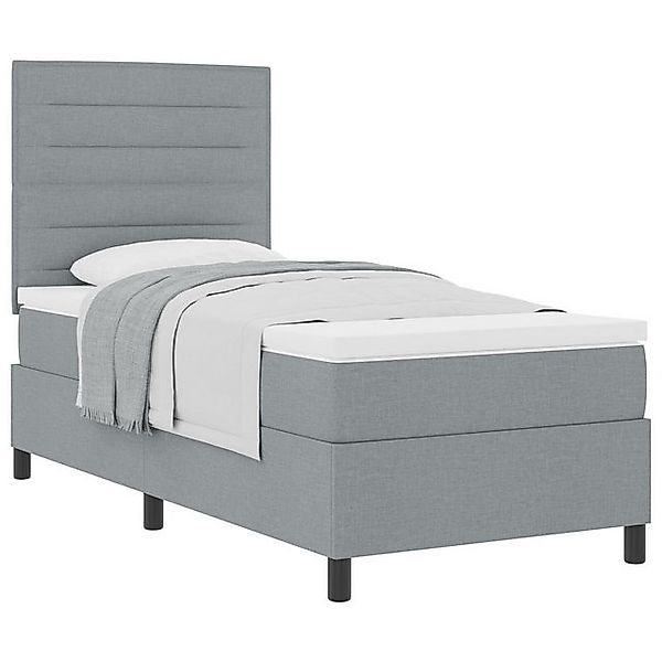 vidaXL Bett Boxspringbett mit Matratze Hellgrau 100x200 cm Stoff (1-tlg) günstig online kaufen
