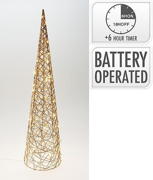 Deko-Figur PYRAMIDE ca. 80 cm LED Goldfarbig günstig online kaufen