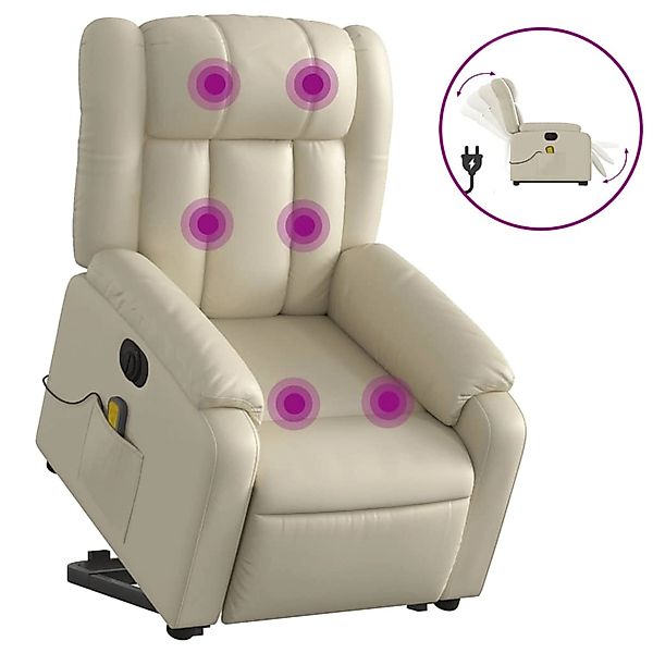 vidaXL Massagesessel mit Aufstehhilfe Elektrisch Creme Kunstleder Modell 1 günstig online kaufen