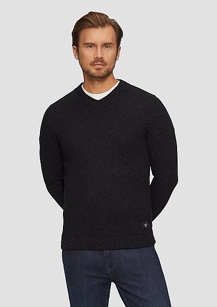 s.Oliver Longpullover Strickpullover Strukturierter Baumwollpullover mit V- günstig online kaufen
