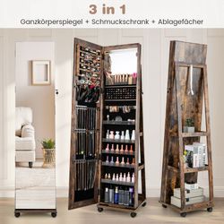 COSTWAY Schmuckschrank mit Spiegel & LED, günstig online kaufen