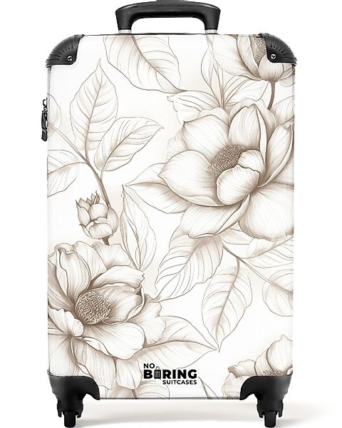NoBoringSuitcases.com© Hartschalen-Trolley Weiß mit beigen Blumen günstig online kaufen