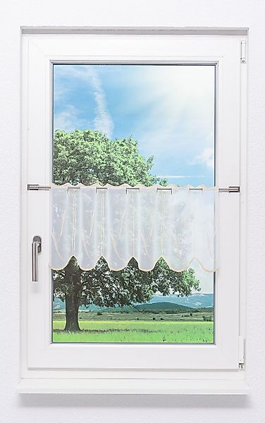 Plauener Spitze® Scheibengardine Federn, (1 St), günstig online kaufen
