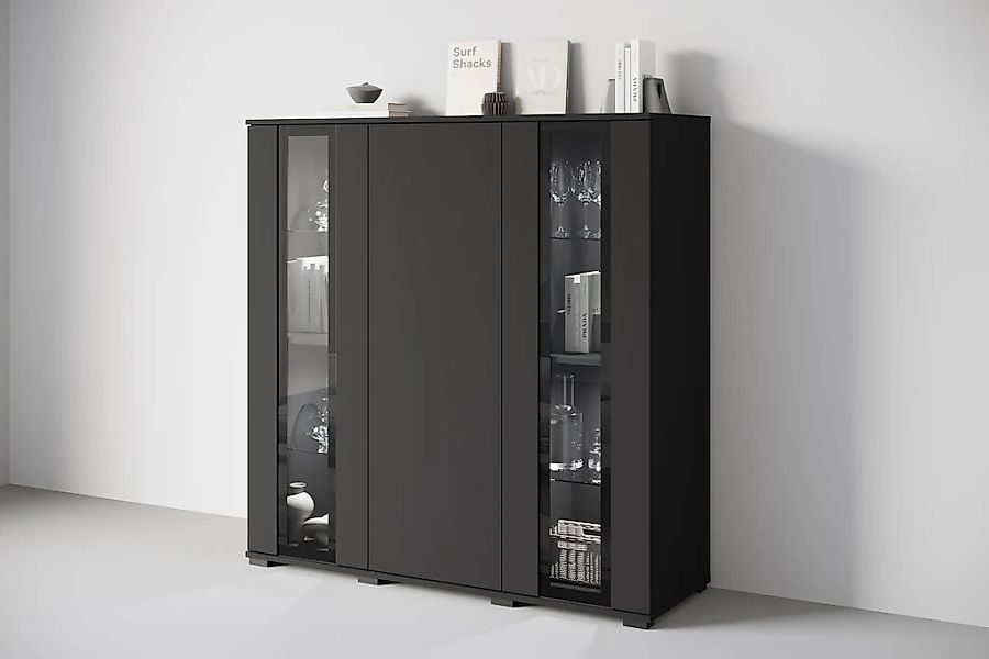 Home affaire Highboard "Caro, modernes Design mit Glaseinsätzen, Breite 120 günstig online kaufen