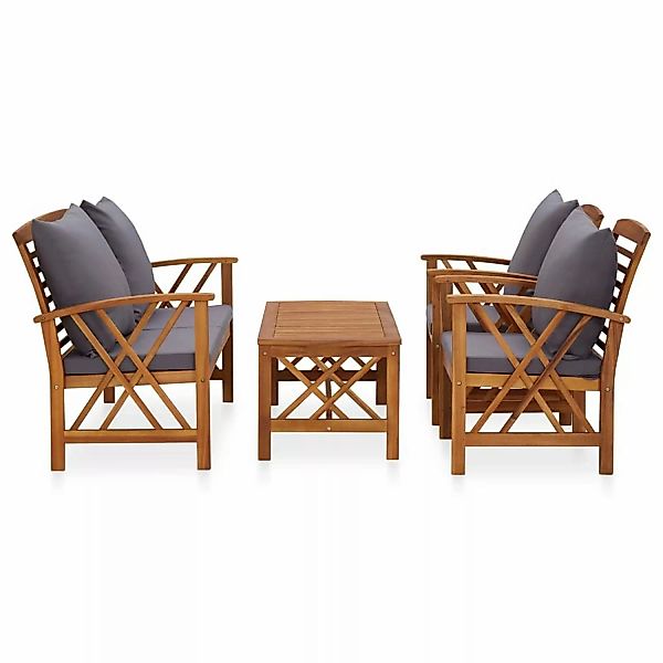 4-tlg. Garten-lounge-set Mit Auflagen Massivholz Akazie günstig online kaufen