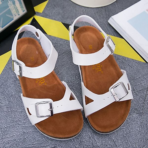 Damen Daily Comfy Hollow Buckle Strap Flat Soft Sandalen günstig online kaufen