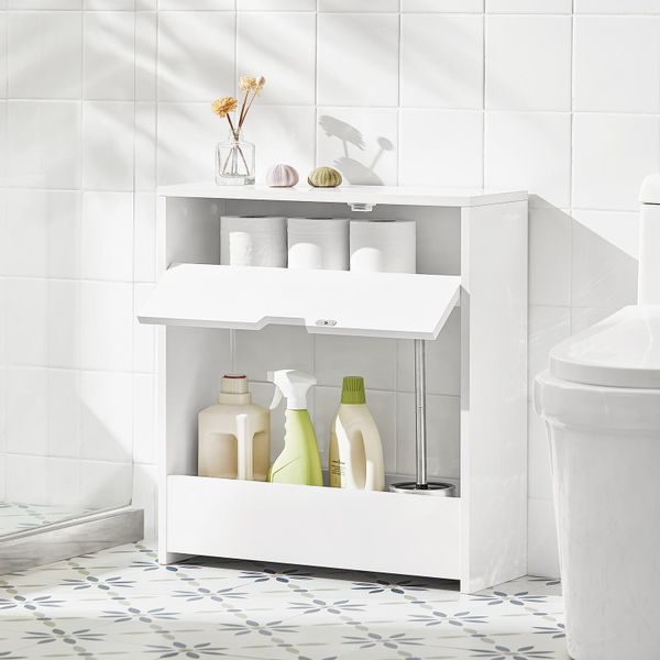 SoBuy Nischenregal mit 1 offener Ablage und 1 Klappe Kommode MDF Weiß BZR48 günstig online kaufen