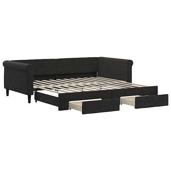 vidaXL Tagesbett Ausziehbar mit Schubladen Schwarz 100x200 cm Samt1885886 günstig online kaufen