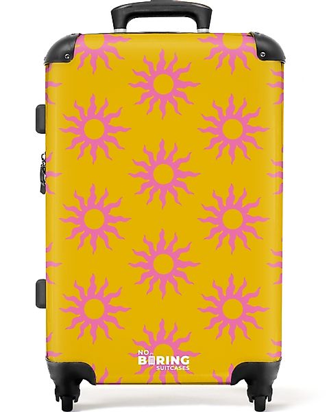 NoBoringSuitcases.com© Hartschalen-Trolley Gelb mit rosa Sonnen günstig online kaufen