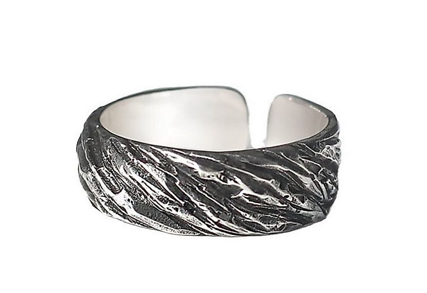 KARMA Fingerring Herrenring Silber Schwarz Legierung Gr. 60 - 66 (strukturi günstig online kaufen