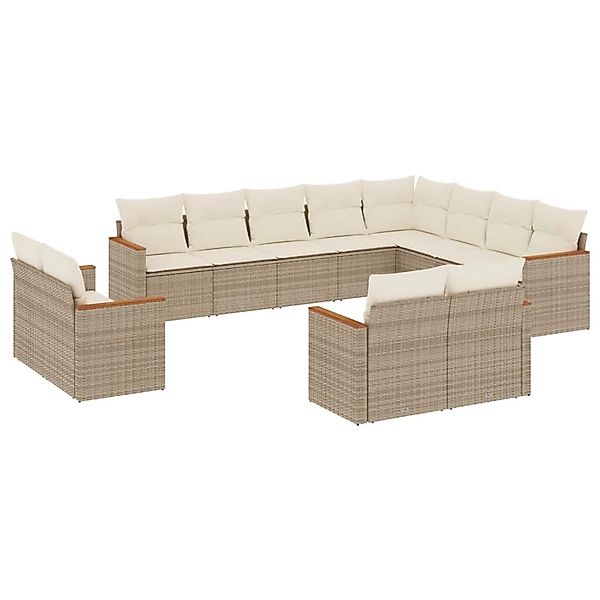 vidaXL 12-tlg Garten-Sofagarnitur mit Kissen Beige Poly Rattan Modell 82 günstig online kaufen