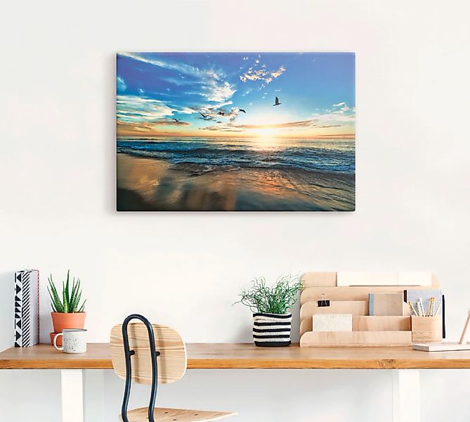 Artland Wandbild "Strand Möwen Meer Sonnenuntergang", Sonnenaufgang & -unte günstig online kaufen