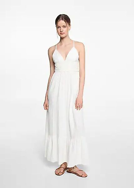 Maxi-Kleid mit besticktem Volant günstig online kaufen