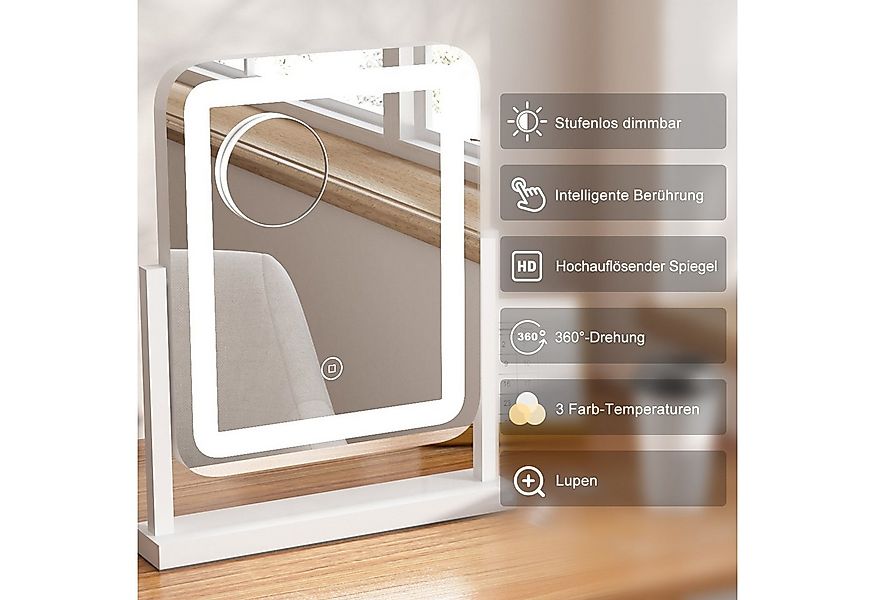 WDWRITTI Schminkspiegel mit Vergrösserung Beleuchtung LED Kosmetikspiegel 1 günstig online kaufen