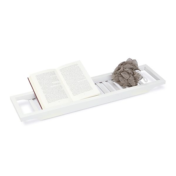 relaxdays Badewannenablage Bambus weiß lackiert günstig online kaufen
