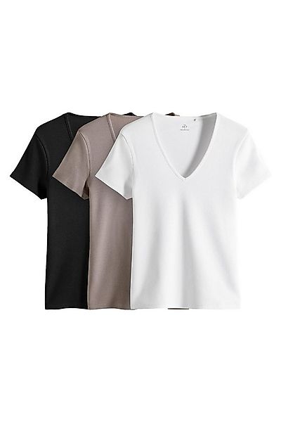 The Set V-Shirt 3 Stk. The Set Gerippte T-Shirts mit V-Ausschnitt (3-tlg) günstig online kaufen