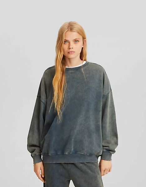 Bershka Oversize-Sweatshirt Damen L Khaki günstig online kaufen