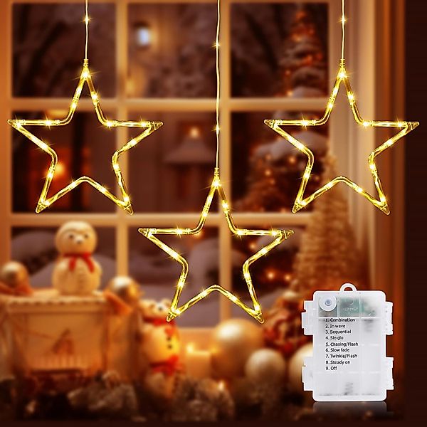 Quntis LED-Lichterkette 60/80/120cm LED-Lichtervorhang für fenster günstig online kaufen
