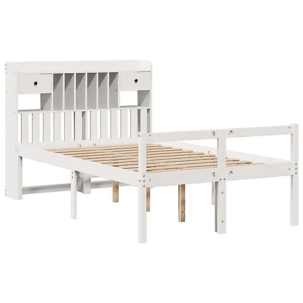 vidaXL Massivholzbett mit Regal ohne Matratze Weiß 135x190 cm Kiefer 332204 günstig online kaufen